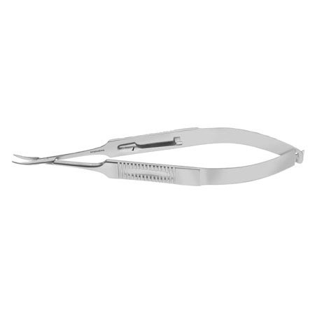 Castroviejo Needle Holder, Curved, W/Lock, Conical Jaws, Del.